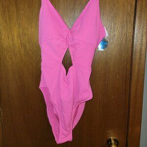 New Decree One Piece SwimSuit XXL Cheeky Peek A Boo Hot Pink Cut Out